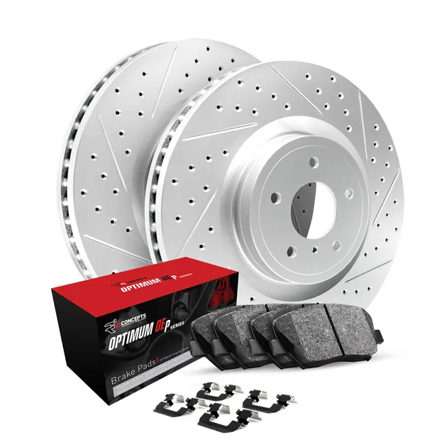 R1 Concepts WBUH1-31492 Brake Rotors - Carbon Coated - D/S W/ Optimum Oe Pads & Hdw